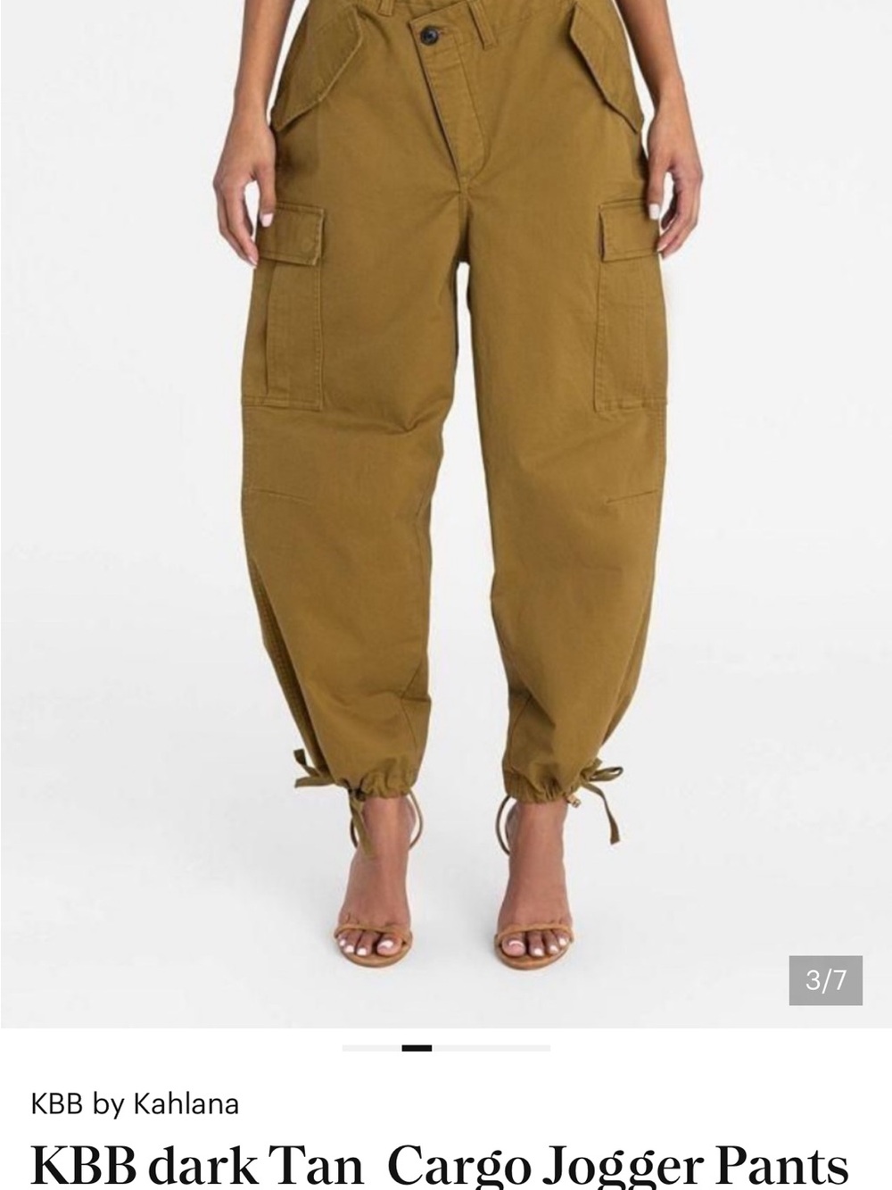 Dark Tan Wide-Leg Cargo Jumpsuit Pants
